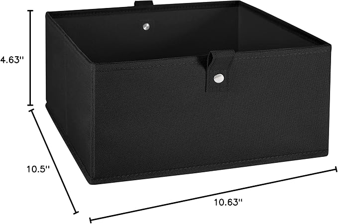 RiverRidge Kids 6pc Folding Storage Bins Set - 10.5”W x 5”H Fabric Boxes with Handles for Closet Organizer & Storage - Black Cube Storage Organizer for Toys, Clothes & Crafts - Fits RiverRidge Shelves - Image 7