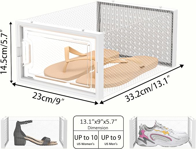 HOMIDEC Shoe Storage, 12 Pack Shoe Organizer for Closet, Shoe Boxes Clear Plastic Stackable Shoe Containers with Lids for Size 10 - Image 3