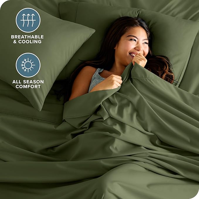Bare Home Twin XL Sheet Set - 1800 Ultra-Soft Microfiber Twin Extra Long Bed Sheets - Double Brushed - Deep Pockets - Easy Fit - 3 Piece Set - Bedding Sheets & Pillowcases (Twin XL, Cypress)