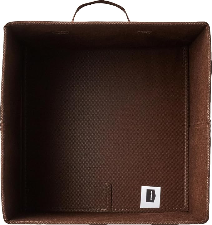 Amazon Basics Collapsible Fabric Storage Bins with Handles, Cube Organizer, Lightweight Fabric, 10.5"x10.5"x11", Brown, 6-Pack - Image 3