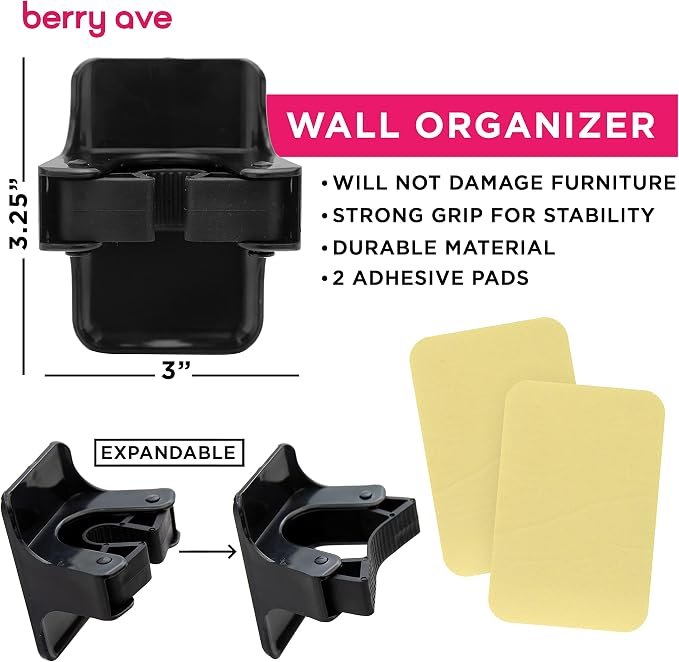 Combo 5 Slot Broom Holder w/ 1 Self Adhesive Mop Gripper No-Drilling, Wall Mount Tool Organizers For Kitchen, Garage, Laundry Room- Anti-Slip Hanger For Brooms, Mops, Rakes, Dustpans (Black / Black) - Image 5