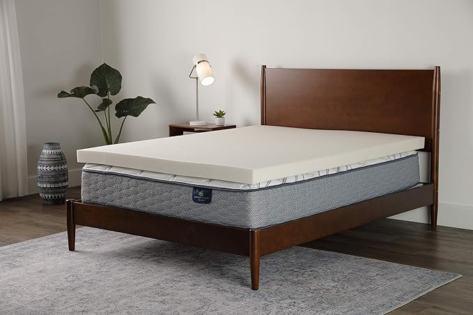 Serta CopperGel Cooling, Pressure-Relieving Memory Foam Mattress Topper, 3 Inch, Queen