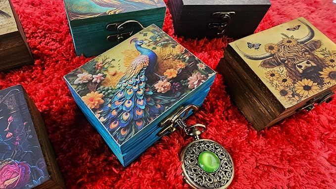 JB&C Premium Peacock Trinket Box Small Jewelry Keepsake Box | Earrings Necklace Storage Box for Girls Women | Peacock lovers Gift Idea, Animals Ornaments for Home Décor (3PS) - Image 2