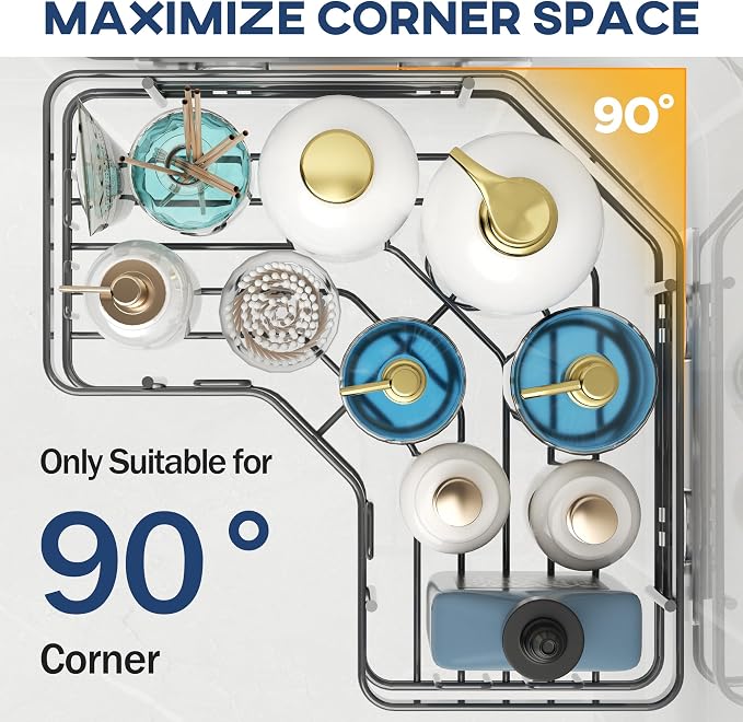 MAXIFFE 3 Pack Corner Shower Caddy with Soap Holder, Large Capacity Sturdy Easy Install No Drilling Stainless Steel Hold 40 LBS Shower Organizer Shelves Rack Storage for Family Renters Bathroom, Grey - Image 2