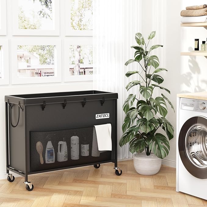 300L Large Laundry Basket with Wheels, Heavy Duty Rolling Laundry Hamper, Oxford Fabric Dirty Clothes Hamper with Thick Iron Frame & Removable Bag, Commercial Hampers for Hotel Home Laundry Room - Image 7