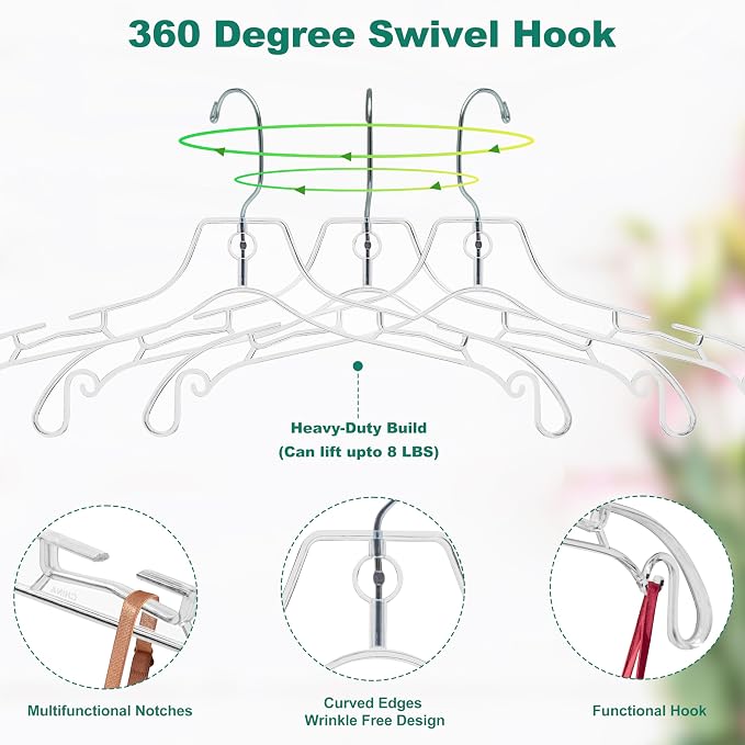 Quality Clear Hangers 12 Pack - Crystal Hangers for Clothes - Durable Plastic Hanger Set - Invisible Dress for Suits - Heavy Duty - Nonslip Coat and Shirt - Image 2