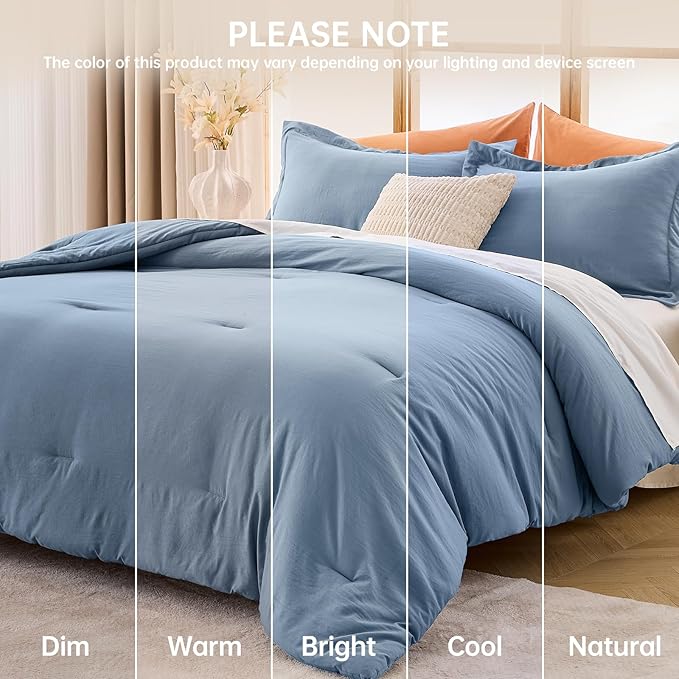 MUXHOMO Queen Comforter Set, All Season Ultra Soft Down Alternative Bedding - 3 Piece Lightweight Bed Set Includes 1 Comforter (90"x90") and 2 Pillow Shams (20"x26"), Sea Blue