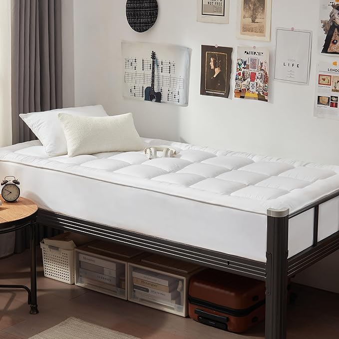 UNILIBRA Twin XL Size Mattress Pad Cooling Rayon from Bamboo, Quilted Fitted Mattress Protector Pillow Top Mattress Cover with Deep Pocket Up to 19 Inches, Ultra Soft Filling Mattress Topper