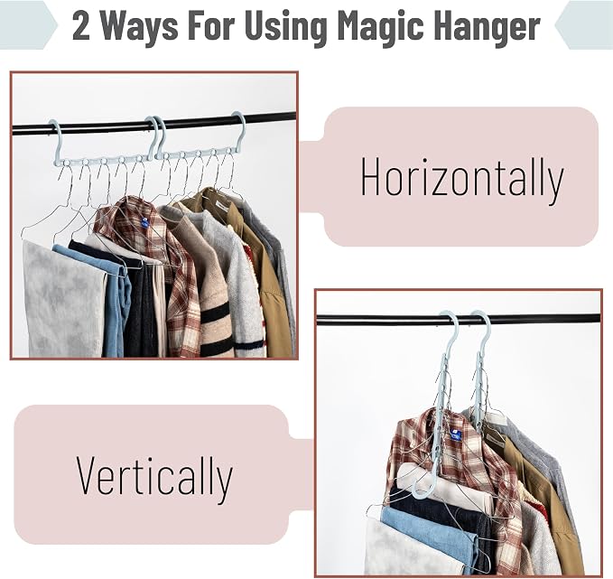 Mr. Pen- Space Saving Hangers for Clothes, 16 pcs, Pastel Colors, Plastic Multi Clothes Hangers Space Saving, 5 Slots, 360° Rotating Hooks - Image 4