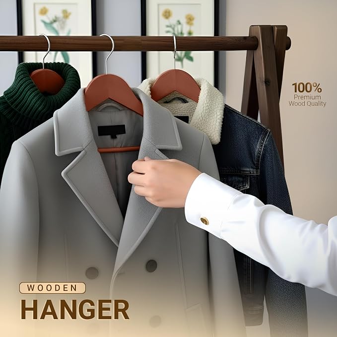 Utopia Home Premium Wooden Hangers 30 Pack - Durable & Slim Coat Hanger - Suit Hanger with 360-Degree Rotatable Hook - Wood Hangers with Shoulder Grooves (Cherry) - Image 5
