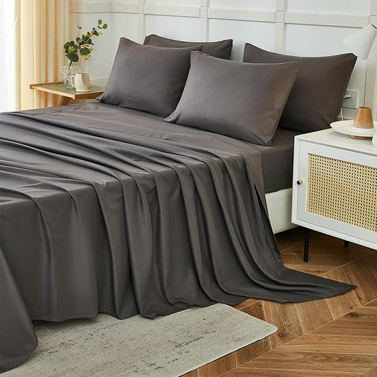 ILAVANDE Queen Sheets Set 6 Piece,Hotel Luxury Super Soft 1800 Series Microfiber Queen Bed Sheets Set-Wrinkle Free & Breathable-14 Deep Pocket Sheets for Queen Size Bed(Queen,Neutral Grey)