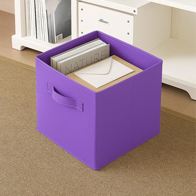 ShellKingdom Storage Bins, Foldable Fabric Storage Cubes And Cloth Storage Organizer Drawer For Closet And Toys, 2 Pack (Violet) - Image 6