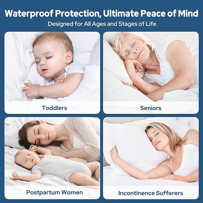 BEDLORE Waterproof King Mattress Pad, Quilted Fitted Mattress Topper with Deep Pocket 6"-18", Breathable & Noiseless Mattress Protector Bed Cover Padded, Machine Washable