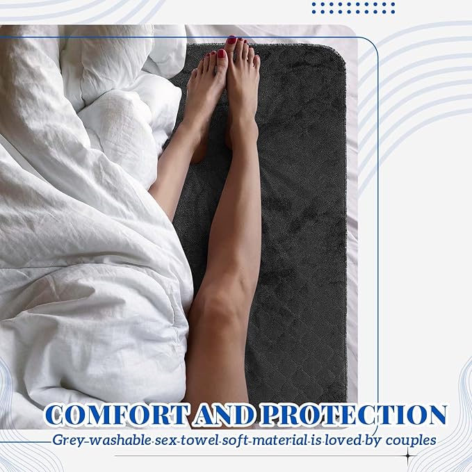 Couples Waterproof Mat Lover Reusable Stainproof Blanket Quiet Easy Use Towel Protector for Adult Multi Functional Bed Sheets Couple Messy Play Pleasure Comfort(Black,54 x 34 Inch)