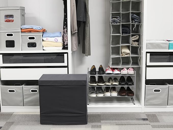 Simple Houseware Double Laundry Hamper with Lid and Removable Laundry Bags, Dark Grey - Image 7