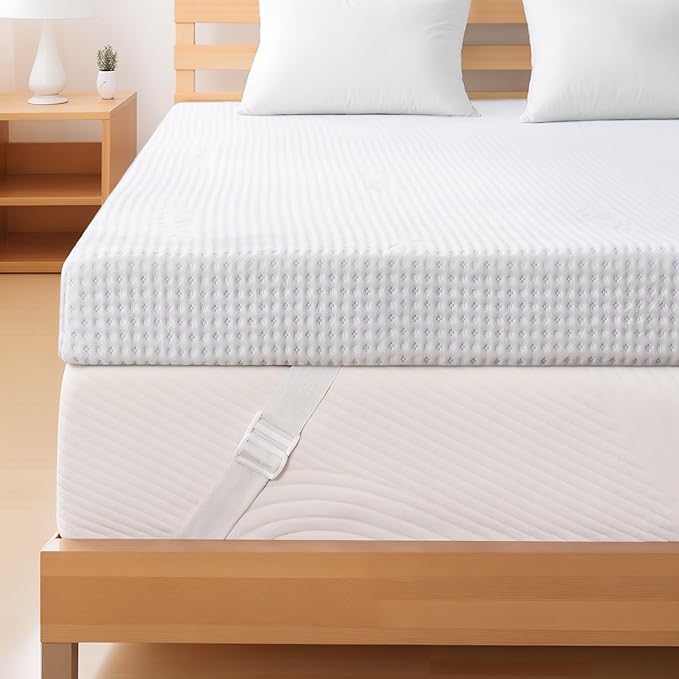 SyMax 4 Inch Mattress Topper Cover, California King Size Mattress Topper Protector Cover, Breathable Removable Zipper Cover Made from Bamboo