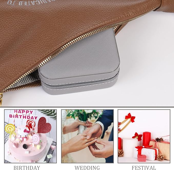 KElofoN Travel jewelry case Travel jewelry box Travel Jewelry Organizer Small Jewelry Organizer Box Gift for Girls Women with Mirror(Grey) - Image 7