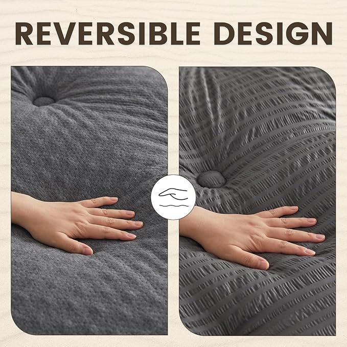 QUIETSEA Reversible King Mattress Pad Memory Foam Mattress Topper, Bamboo Viscose Egg Crate Mattress Topper King, Noiseless Waterproof Mattress Cover with Deep Pocket up to 21" (78" x 80", Grey)