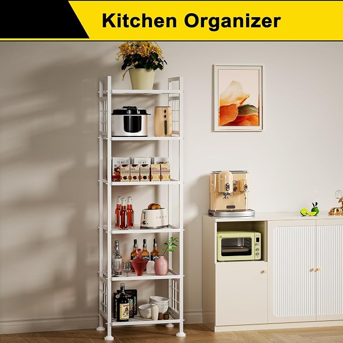 GIOTORENT 6-Wire Standing Storage Shelves, Metal Shelving Unit Pantry Rack for Laundry Kitchen Bathroom Organizer(White) - Image 2