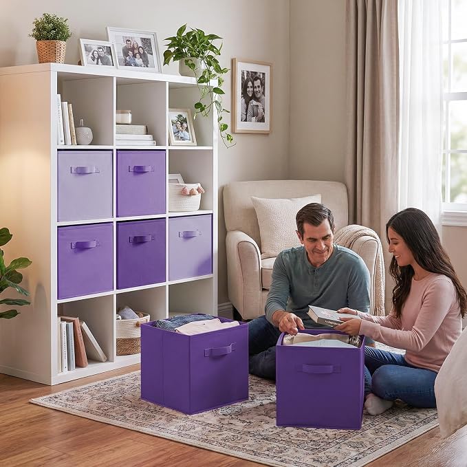GRANNY SAYS Cube Storage Bins, 13 Inch Cube Storage Organizer, Fabric Storage Bins, Storage Cubes for Shelves, Closet, Purple Gradient, 6-Pack - Image 2