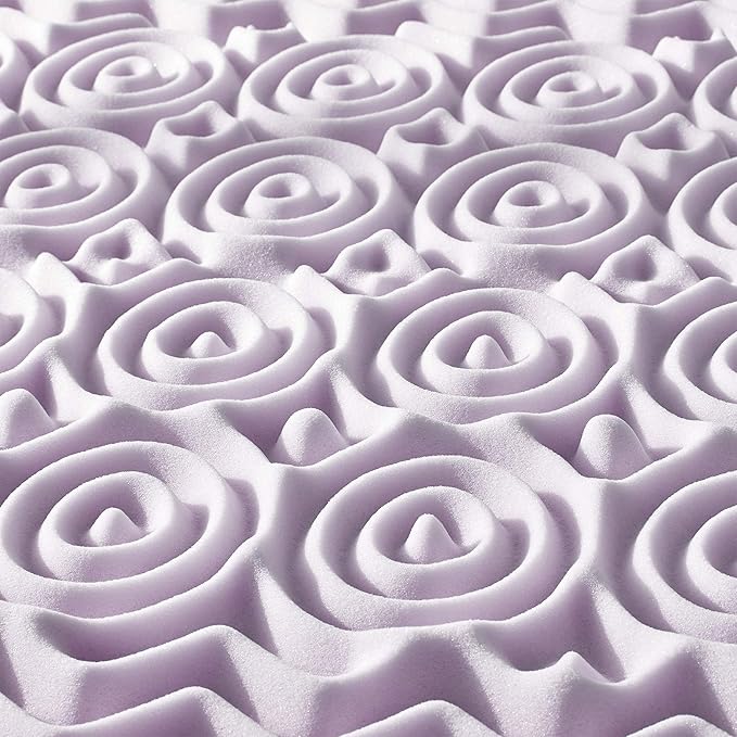 Mellow 3 Inch 5-Zone Memory Foam Mattress Topper, Soothing Lavender Infusion, Dorm Essentials, Twin
