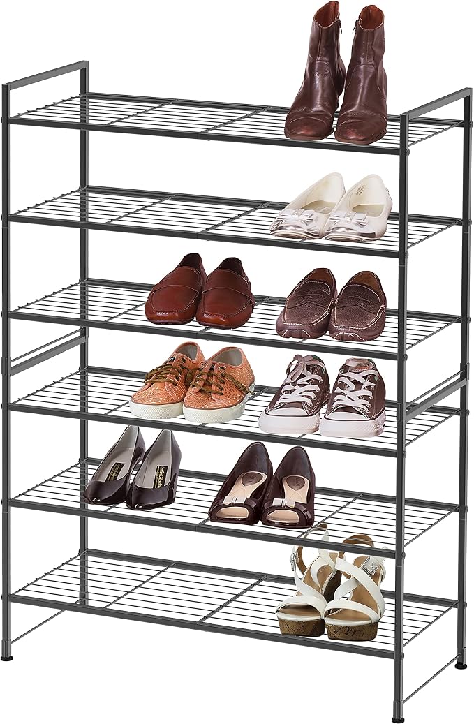 Simple Houseware 3-Tier Stackable Shoes Rack Storage Shelf, Black - Image 3