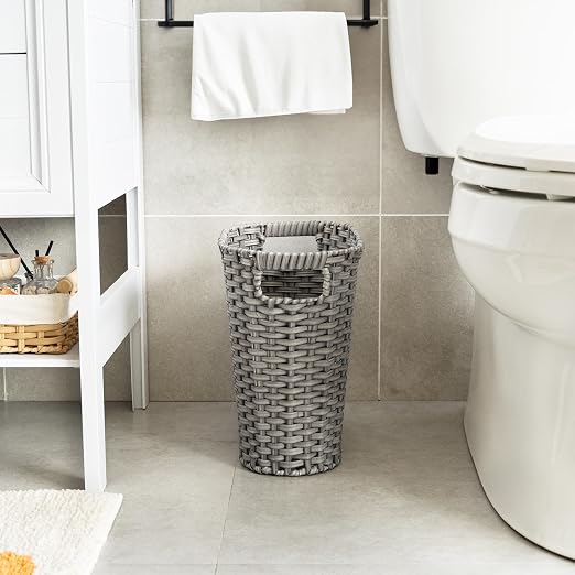 GRANNY SAYS Wicker Bathroom Trash Can, Wicker Waste Basket for Bathroom, Office Trash Can, Trash Bin for Bedroom, Wastebasket with Handles, 19 Liters/5 Gallons - Image 4