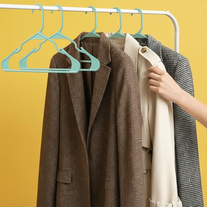 Utopia Home Plastic Hangers 50 Pack, Space Saving Plastic Clothes Hangers for Adults with Built-in Strap Hooks, Essential for Shirts, Pants, Skirts & Coats (Aqua) - Image 9