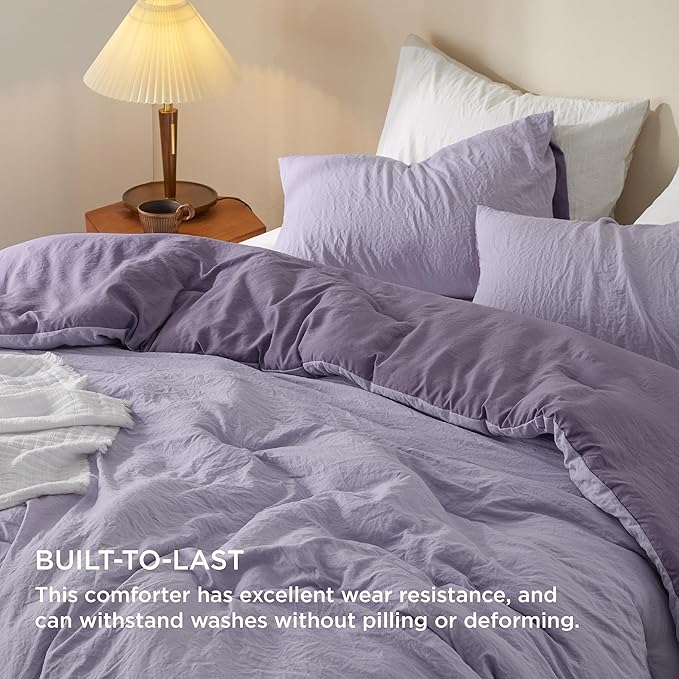 Bedsure Queen Comforter Set, Purple Lavender Soft Prewashed Bedding for All Seasons, 3 Pieces GentleSoft™ Bed Set, 1 Lightweight Comforter (90"x90") and 2 Pillowcases (20"x26")