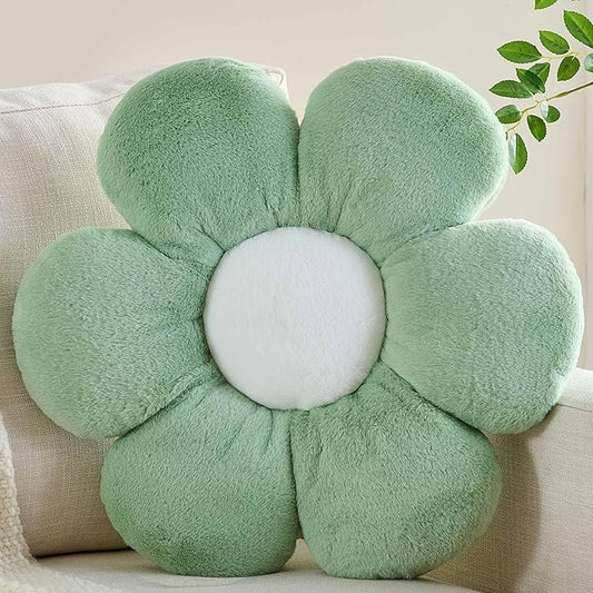 CANGHI Flower Pillow Green 15.7 inch Flower Shaped Throw Pillows Daisy Plush Pillow Floor Pillows Seat Cushion Cute Aesthetic Decorative Throw Pillows for Bed Home Sofa Chair Couch Decor