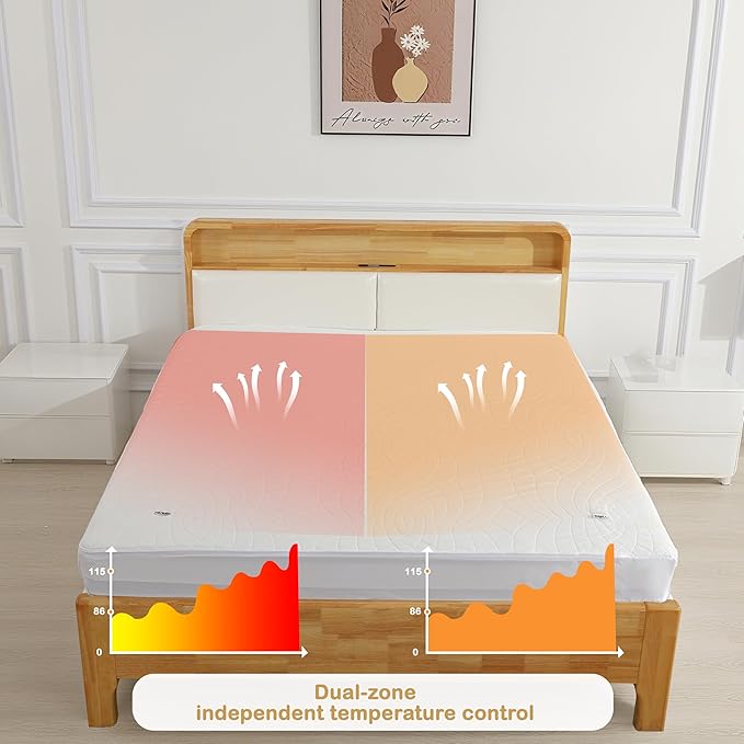 Electric Mattress Pad Queen 60"x80", 4 Heating Levels & 10H Auto Shut Off, Breathable, Diamond Pattern, Fitted Design, Machine Washable, White Diamond Printed Pattern