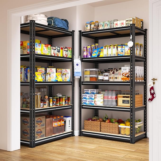 REIBII Set of 2 Storage Shelves 5 Tier Garage Shelving Heavy Duty Metal Shelving 2000LBS Garage Shelves Adjustable Metal Shelf for Kitchen Warehouse Pantry Commercial Use 27.6" Wx11.8 Dx60 H - Image 6
