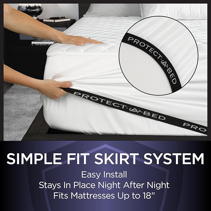 Protect-A-Bed Essential Mattress Pad Queen, 100% Waterproof, Dust Mite Barrier Mattress Pad, Breathable & Quiet, Antimicrobial, Fits 11"-18" Mattresses