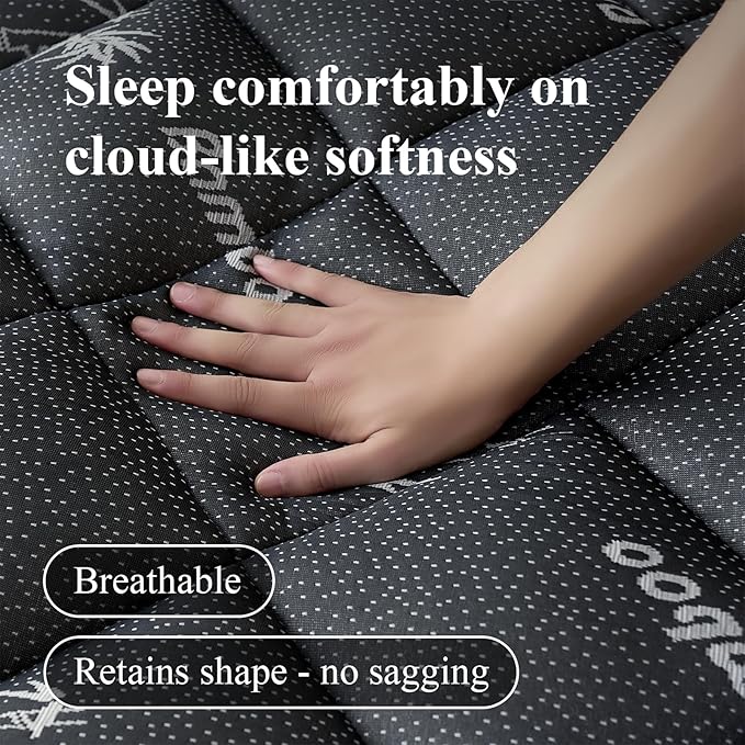 King Mattress Topper, Viscose Derived from Bamboo Thick Pillow Top Mattress Pad with Deep Pocket, Naturally Cooling for Hot Sleepers, Soft for Back Pain Relief, Premium Dark Grey