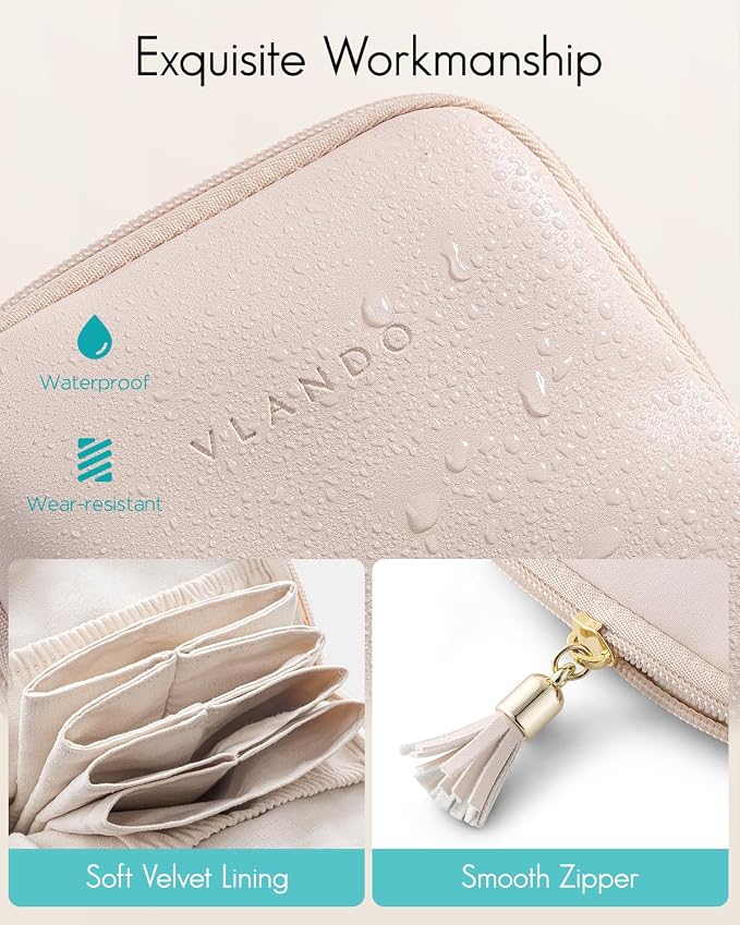 VLANDO Small Travel Jewelry Organizer,Bridesmaid Gifts,Jewelry Pouch Bags,Velvet Jewelry Storage Bag for Bracelet Rings Earring,Portable Jewelry Travel Case for Traveler-Apricot Pink - Image 5