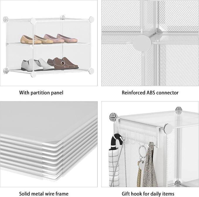 AWTATOS Closet Organizer 8 Cube Storage Shelves Clothes Organizers Closet Storage Stackable Cubby Shelving for Closet Bedroom Living Room Office, Transparent Twill - Image 8