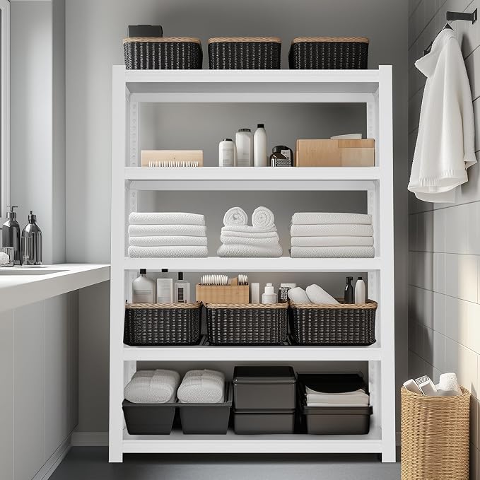 WORKPRO 3000lbs 5-Tier Shelving Unit, 72" H Adjustable Storage Shelves, Boltless Garage Shelving Unit for Garage, Kitchen, Durable Scratch-Resistant Panels, White - Image 2