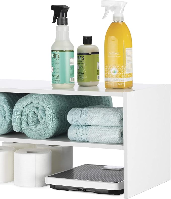 Whitmor Stackable 31" Extra Wide 2-Shelf Storage Organizer, White - Image 5