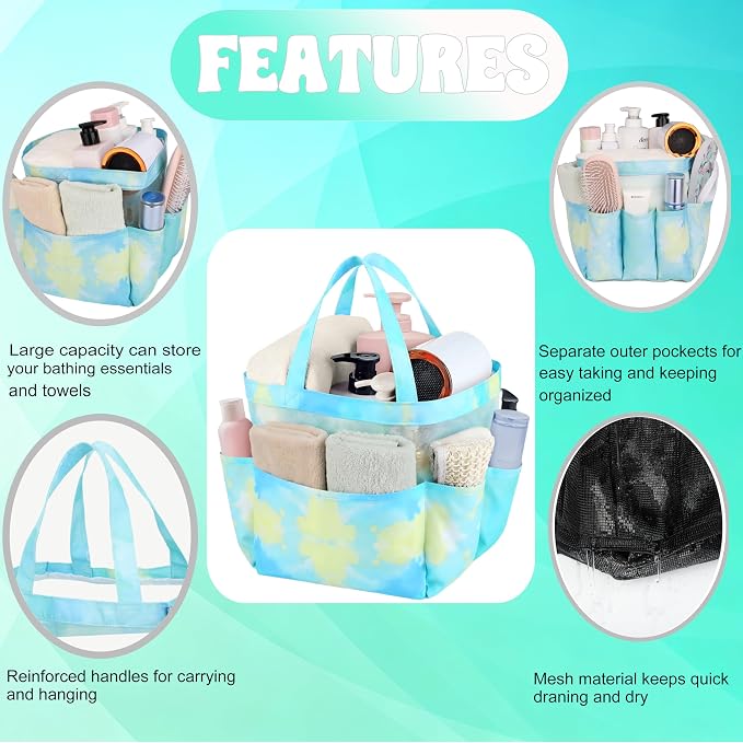Attmu Mesh Shower Caddy Portable, Quick Dry Hanging Shower Tote Bag for College Dorm Room Essentials, Large Capacity Caddy Dorm for Bathroom Gym Swimming - Image 5