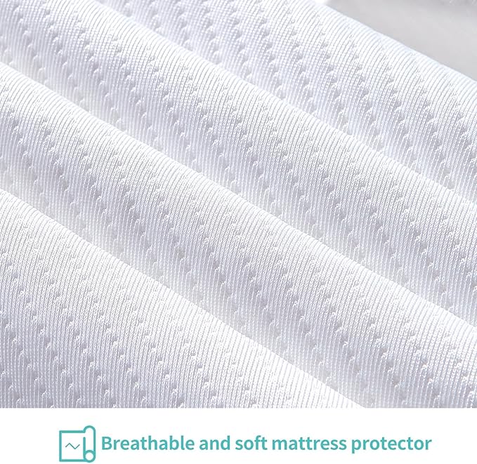 Crib Mattress Protector Sheets Fitted Waterproof Crib Mattress Pad Cover, Noiseless & Machine Wash 100% Absorbent Crib/Toddler Mattress Protector Sheet Quilted, White, 52" x 28" x 8.6"