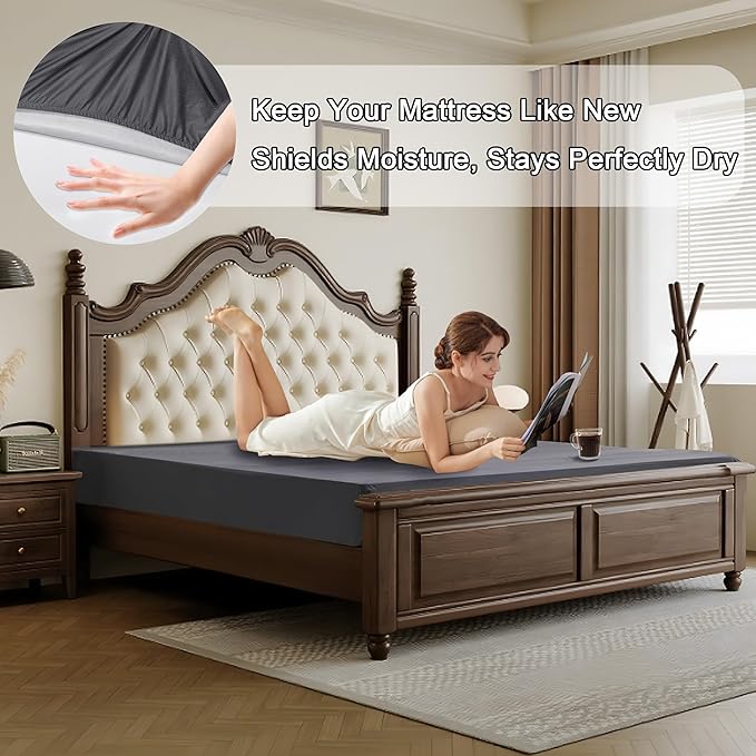 Waterproof Mattress Protector Twin XL, Noiseless & Breathable Fitted Sheet for Incontinence, Twin Extra Long Mattress Cover with 18'' Deep Pocket, College Dorm Essentials (39'' X 80'')