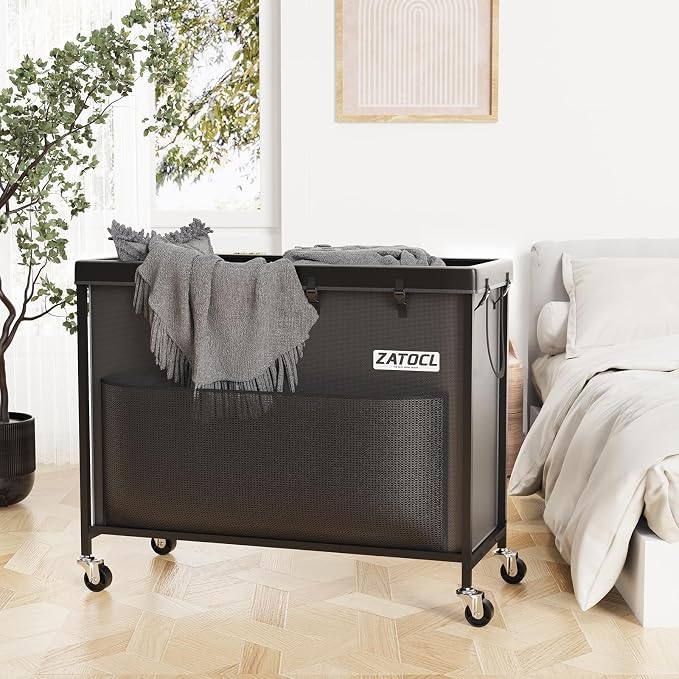 300L Large Laundry Basket with Wheels, Heavy Duty Rolling Laundry Hamper, Oxford Fabric Dirty Clothes Hamper with Thick Iron Frame & Removable Bag, Commercial Hampers for Hotel Home Laundry Room - Image 5