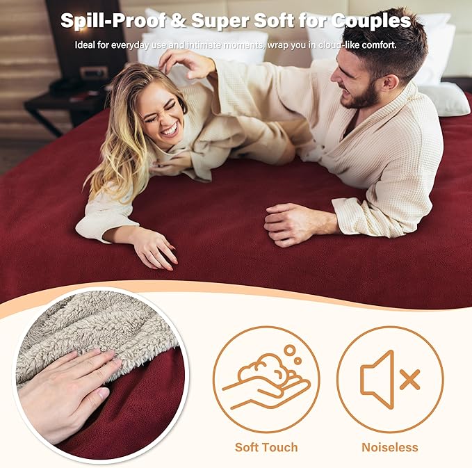 Catalonia Waterproof Liquid Pee Proof Fleece Sherpa Blanket for Bed Couch Sofa, Protector Cover for Baby, Cozy Lining Throws for Camping Boating (Wine/Taupe, 60x80 inch)
