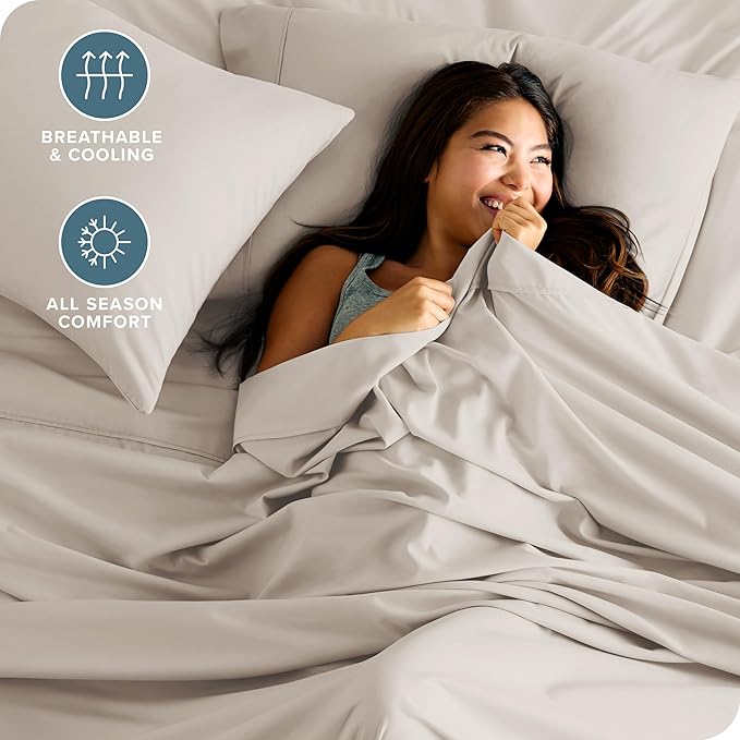 Bare Home Full XL Sheet Set - 1800 Ultra-Soft Microfiber Full Extra Long Bed Sheets - Double Brushed - Deep Pockets - Easy Fit - 4 Piece Set - Bedding Sheets & Pillowcases (Full XL, Wheat)