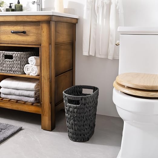 GRANNY SAYS Wicker Waste Basket, Waterproof Bathroom Trash Can, Decorative Boho Waste Baskets with Handles, Waste Basket for Bedroom, Office, 19 Liters/5 Gallons - Image 2