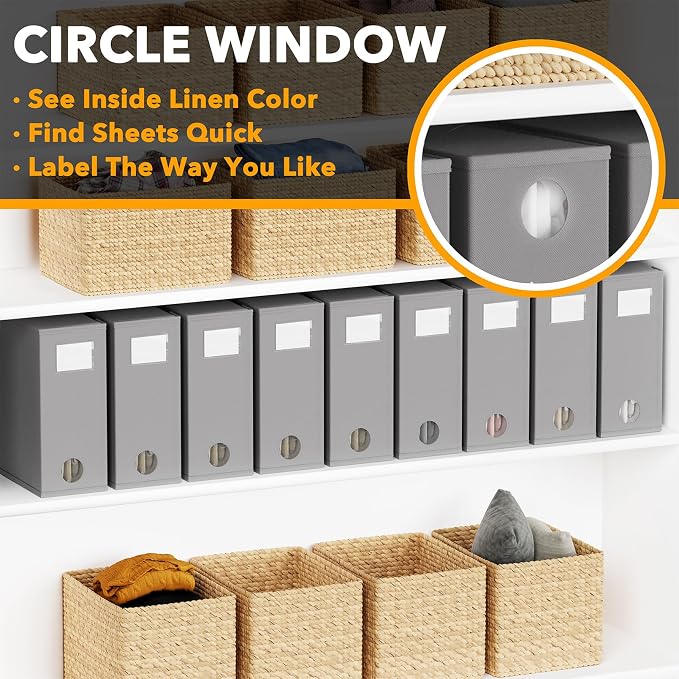 SpaceAid 9 Pack Bed Sheet Organizers and Storage, Foldable Sheet Organizer with Window for Linen Closet, Set Folder Keeper for Queen & King Size Bedding Storage (Gray) - Image 4