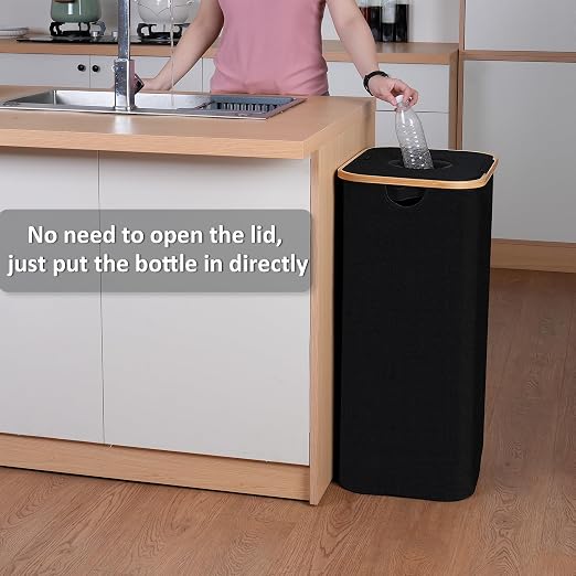 iEGrow 29 Gallons Recycling Bins for Kitchen, Indoor Recycle Bins with Lid, 110L Large Recycle bin with 2 Removeable Reusable Inner Bags, for Bottles Cans Glass Plastice Cartons(Black) - Image 5