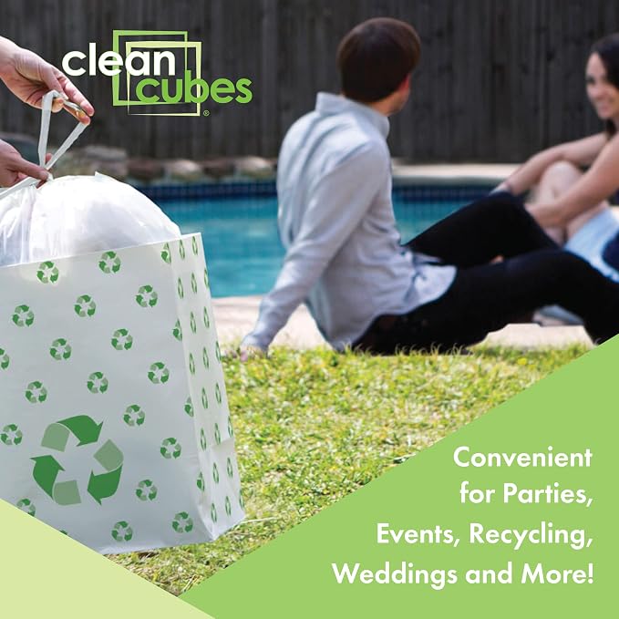 Clean Cubes 13 Gallon Disposable Pop-Up Trash Cans (3-Pack) with Fitted Bags – Foldable Garbage & Recycling Bins for Parties, Events & Kitchen (Recycle, 17" H x 13.5" W x 10" D) - Image 2