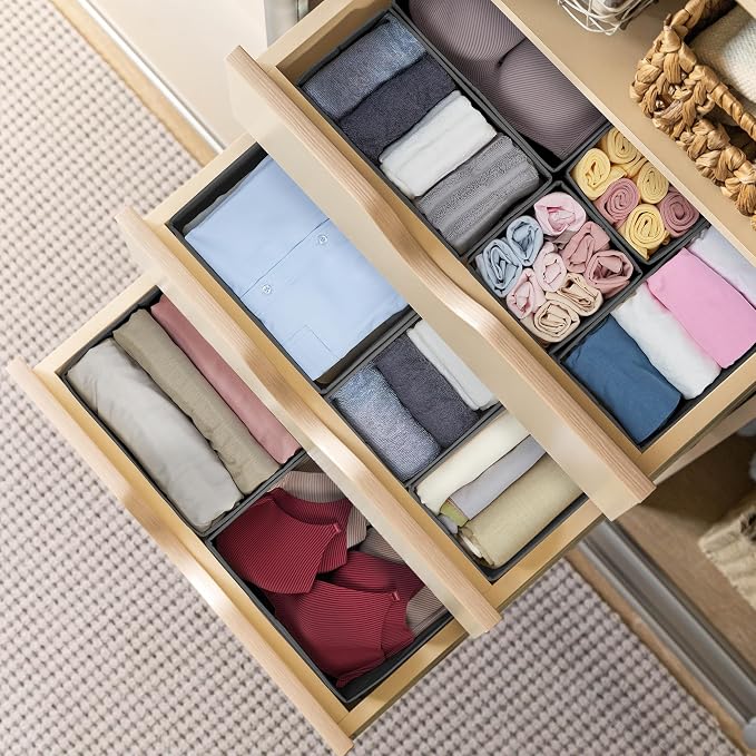 Kootek 16 Pack Drawer Organizer Clothes, Dresser Drawer Organizers for Clothing Fabric Foldable Closet Organizers and Storage Bins for Baby Clothes, Nursery, Underwear, Bras, Socks - Image 5