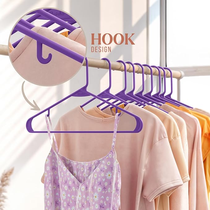 Plastic Hangers 20 Pack Purple - Clothes Hangers - Makes The Perfect Coat Hanger and General Space Saving Hangers for Closet and New Apartment Essentials - Percheros Ganchos para Colgar Ropa Hangars - Image 5